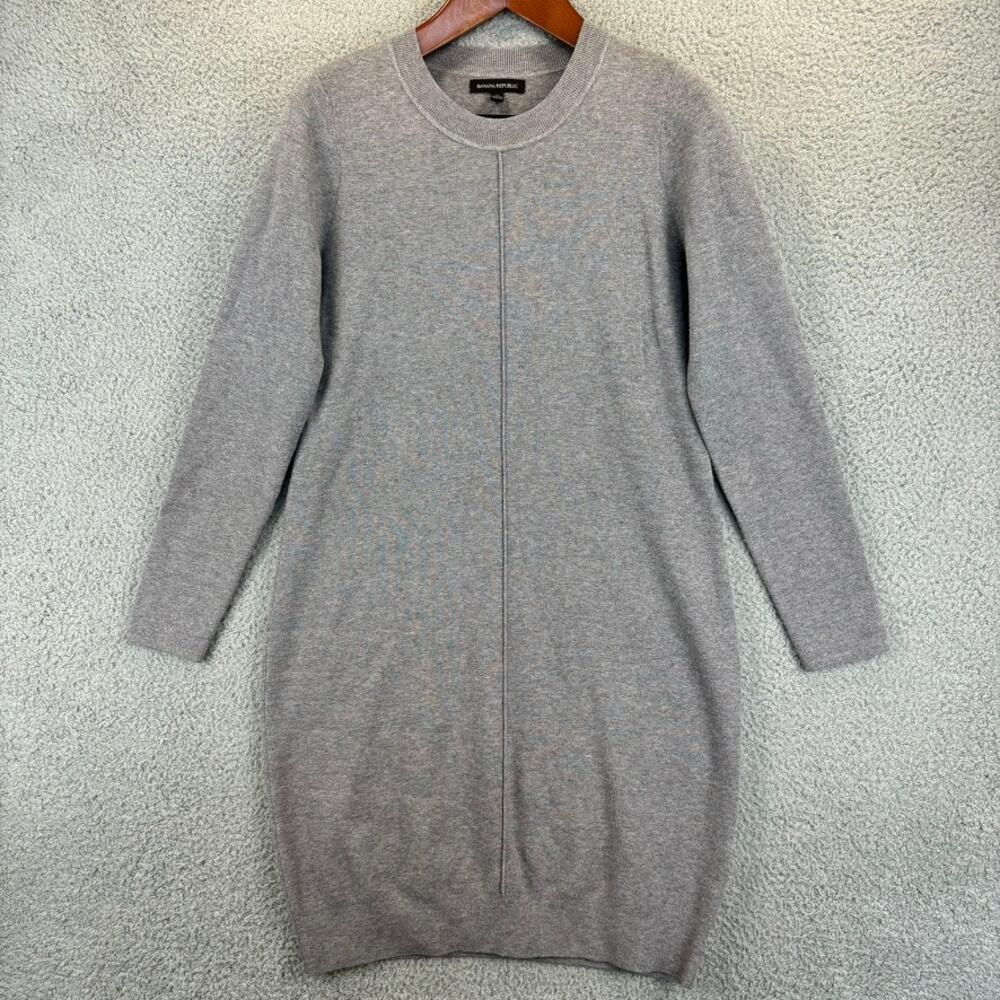 Banana Republic Serene Sweater Dress Medium 2020 Gray Knit Stretch Comfort LS